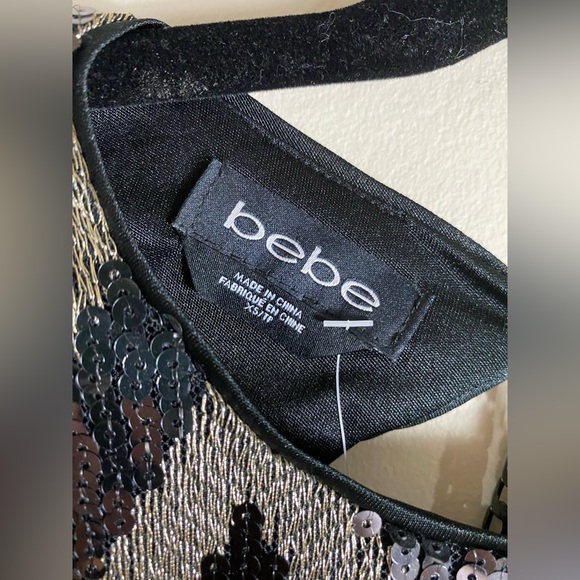 BEBE ZIGZAG SEQUIN DRESS W/CHAIN BK - Picture 5 of 7